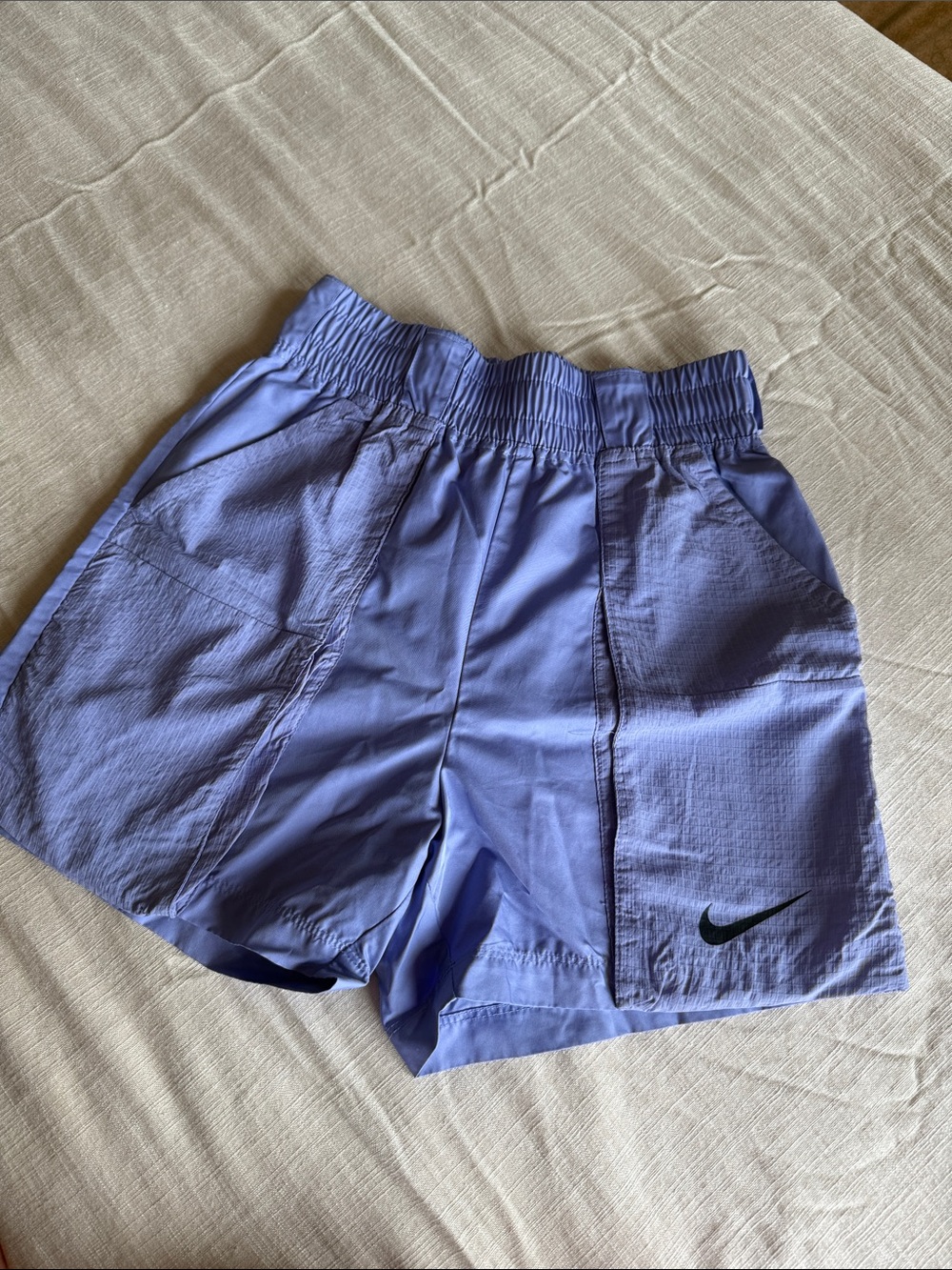 Nike Lavender Girls' Elastic-Waist Athletic Shorts with Black Swoosh